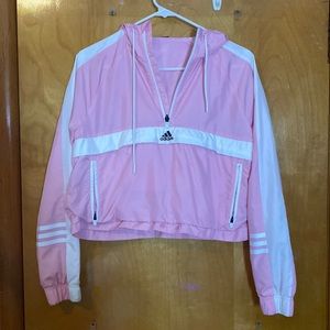 pink ADIDAS cropped windbreaker